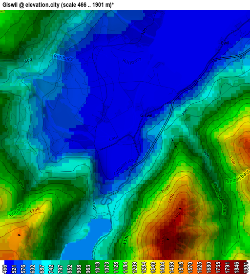 Giswil elevation map