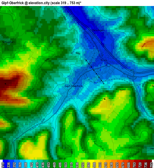 Gipf-Oberfrick elevation map