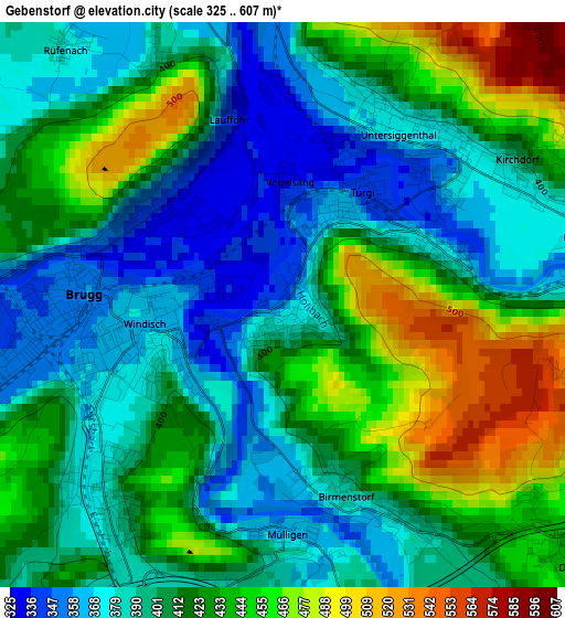 Gebenstorf elevation map