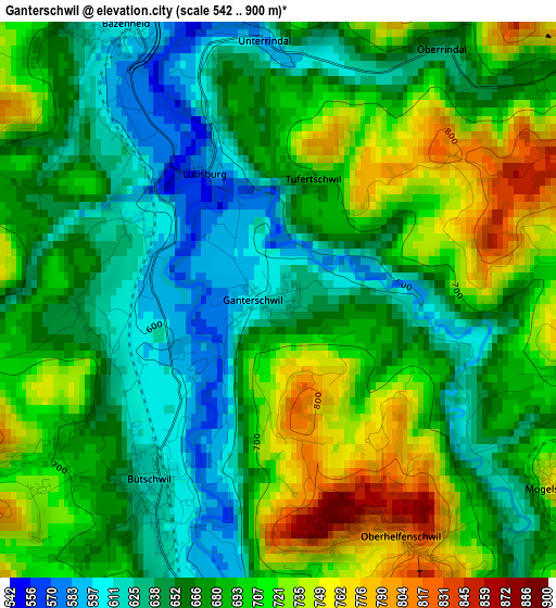 Ganterschwil elevation map