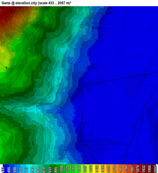 Gams elevation map