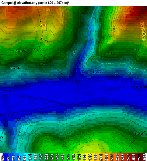 Gampel elevation map