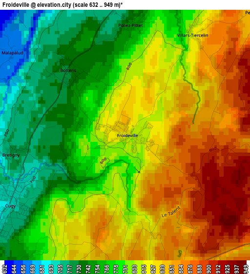 Froideville elevation map