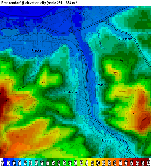 Frenkendorf elevation map