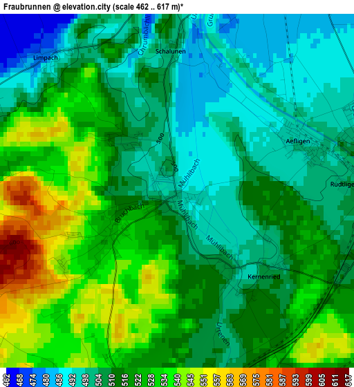 Fraubrunnen elevation map