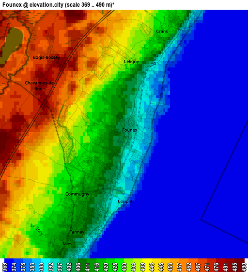 Founex elevation map
