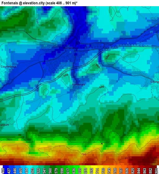 Fontenais elevation map