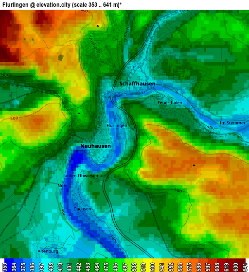 Flurlingen elevation map