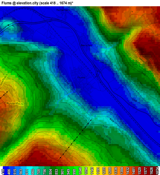 Flums elevation map