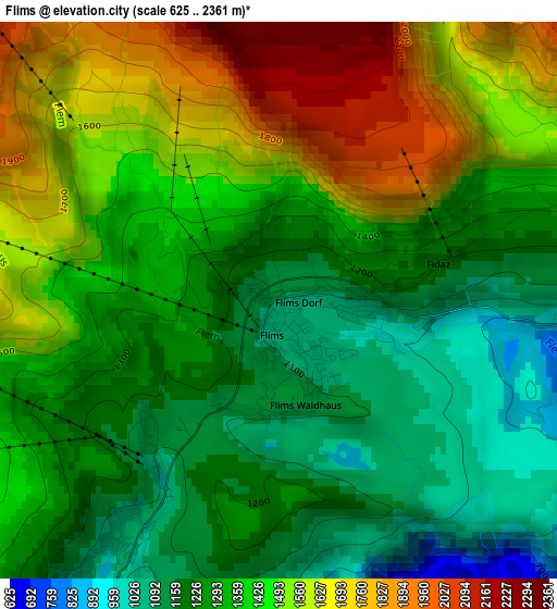 Flims elevation map