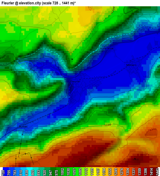 Fleurier elevation map