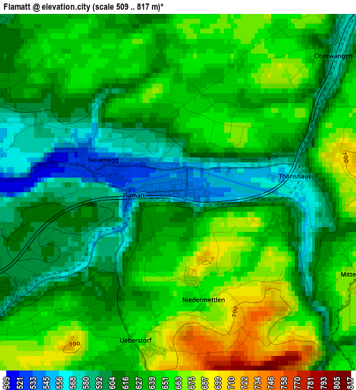 Flamatt elevation map