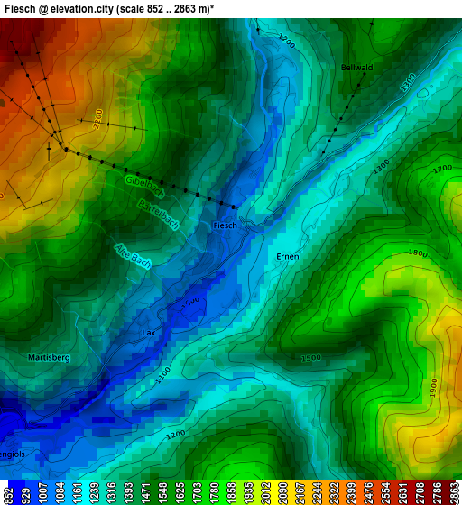 Fiesch elevation map