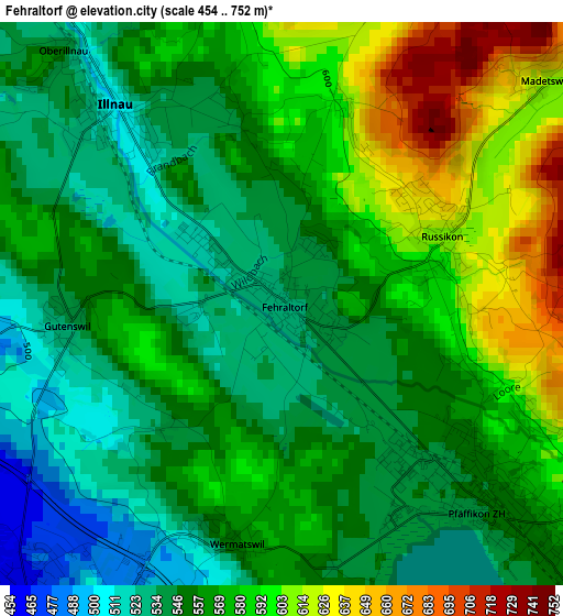 Fehraltorf elevation map