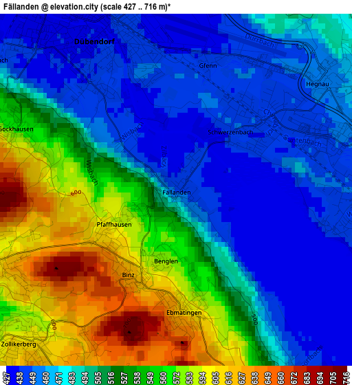 Fällanden elevation map
