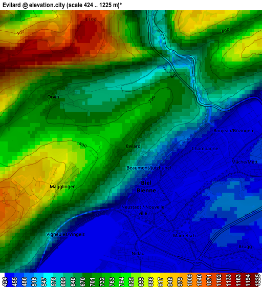 Evilard elevation map