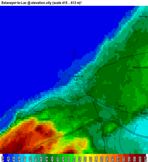 Estavayer-le-Lac elevation map