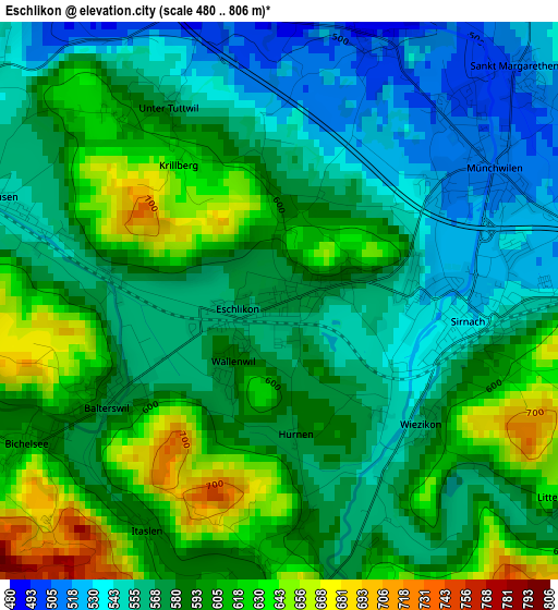 Eschlikon elevation map