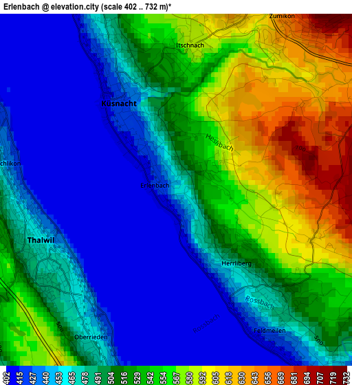 Erlenbach elevation map