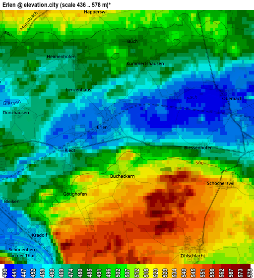 Erlen elevation map