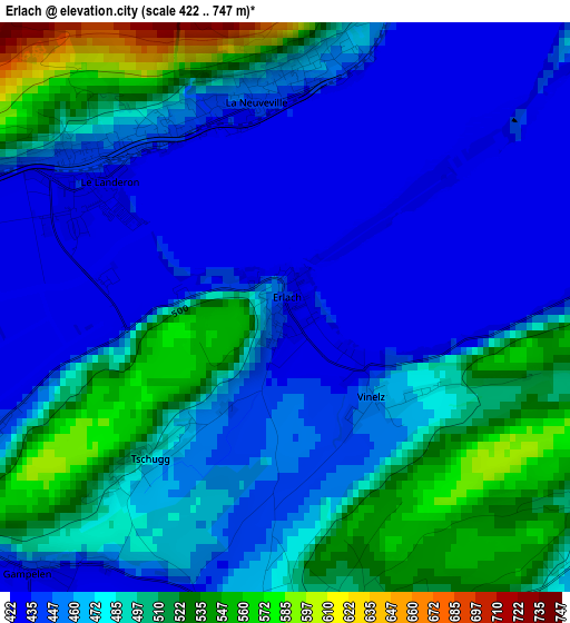 Erlach elevation map