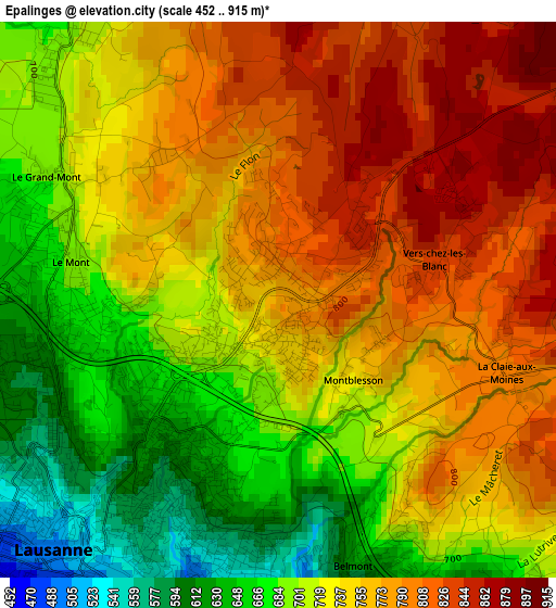 Epalinges elevation map