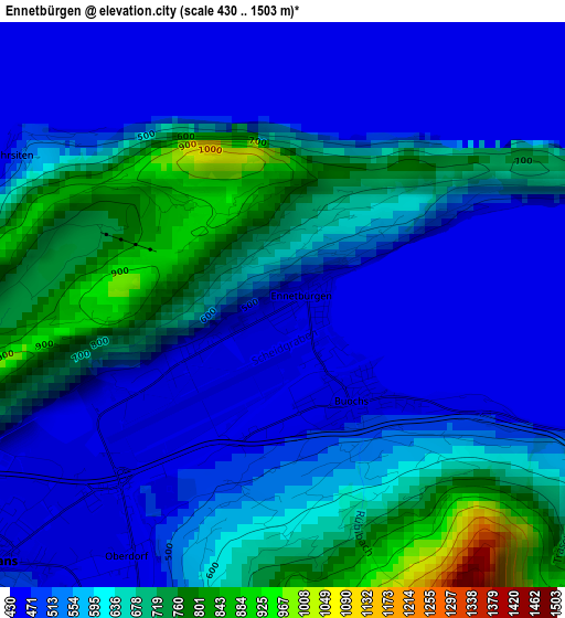 Ennetbürgen elevation map