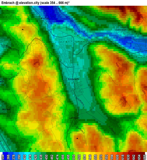 Embrach elevation map