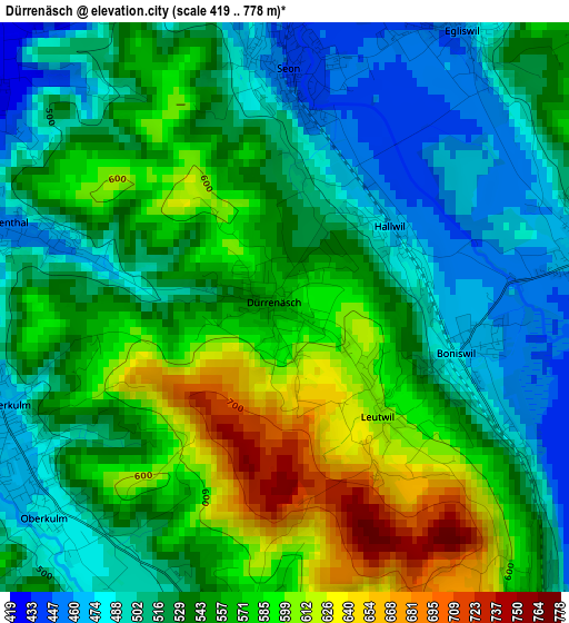 Dürrenäsch elevation map