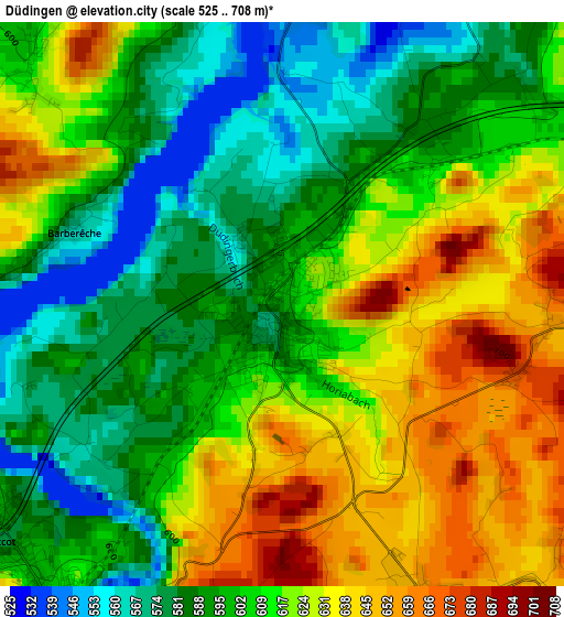 Düdingen elevation map