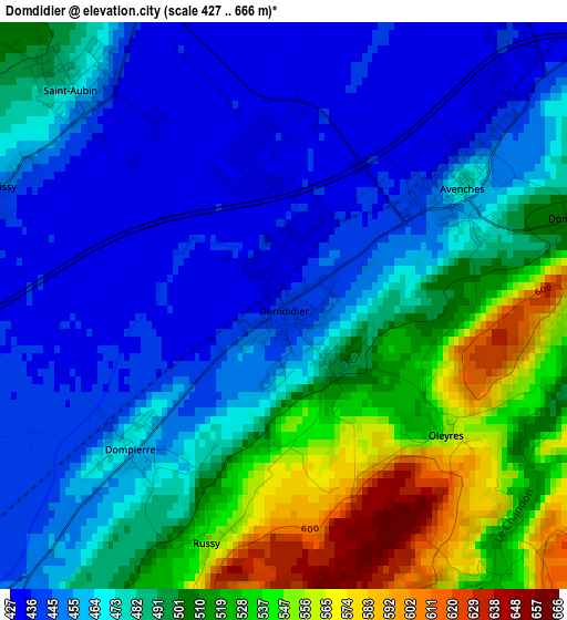 Domdidier elevation map