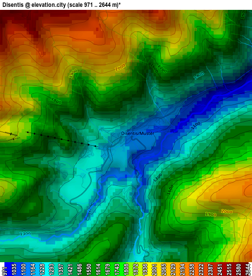 Disentis elevation map