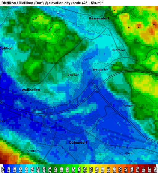 Dietlikon / Dietlikon (Dorf) elevation map