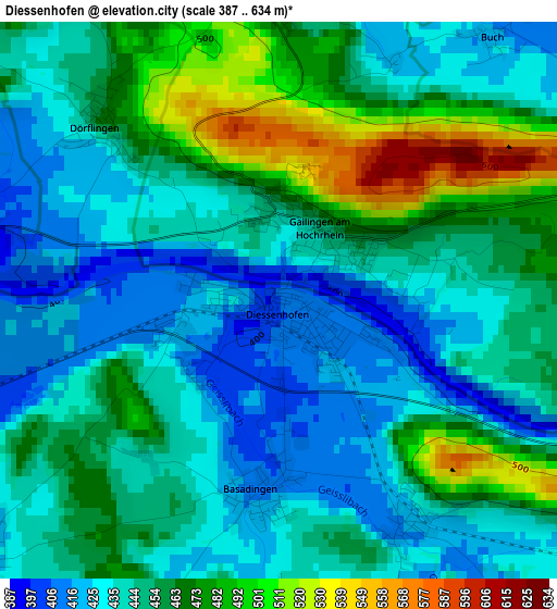 Diessenhofen elevation map