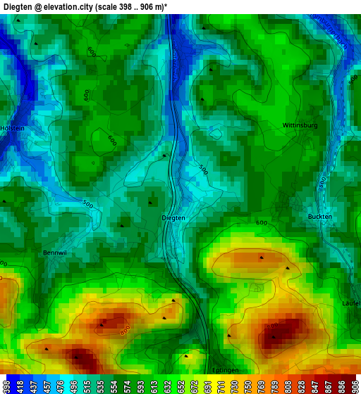 Diegten elevation map