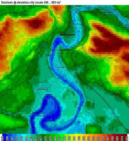 Dachsen elevation map