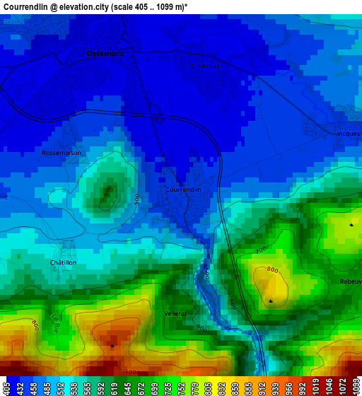 Courrendlin elevation map