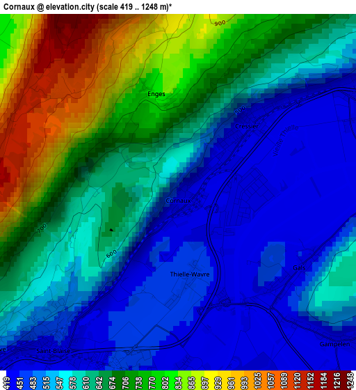 Cornaux elevation map