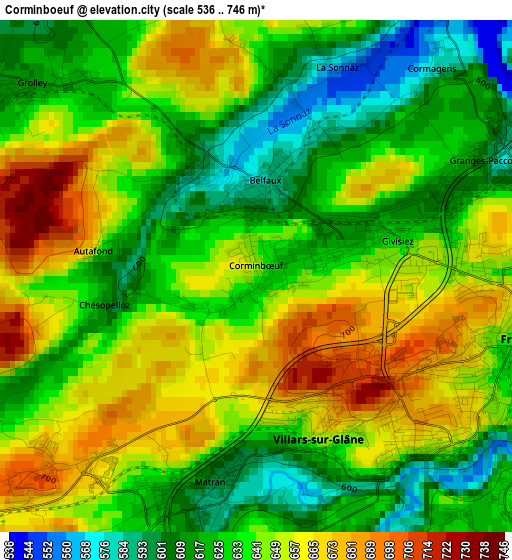 Corminboeuf elevation map