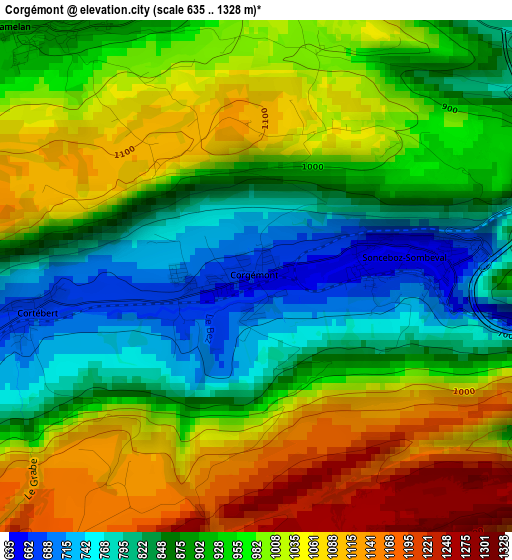 Corgémont elevation map