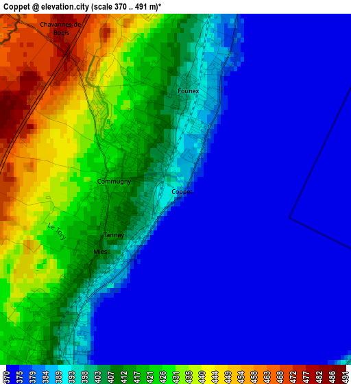 Coppet elevation map