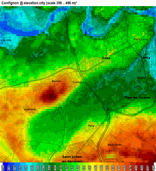 Confignon elevation map