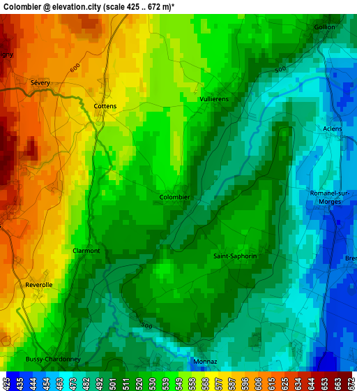 Colombier elevation map