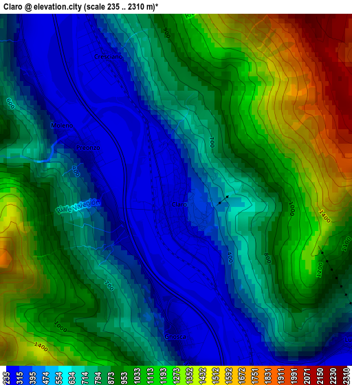 Claro elevation map