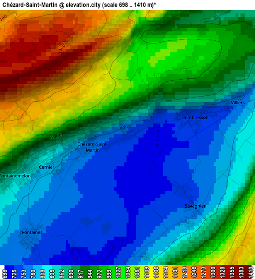 Chézard-Saint-Martin elevation map