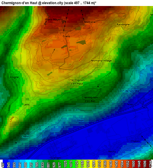 Chermignon-d’en Haut elevation map