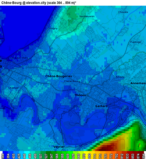 Chêne-Bourg elevation map