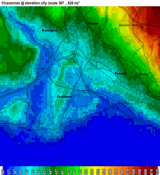 Chavannes elevation map