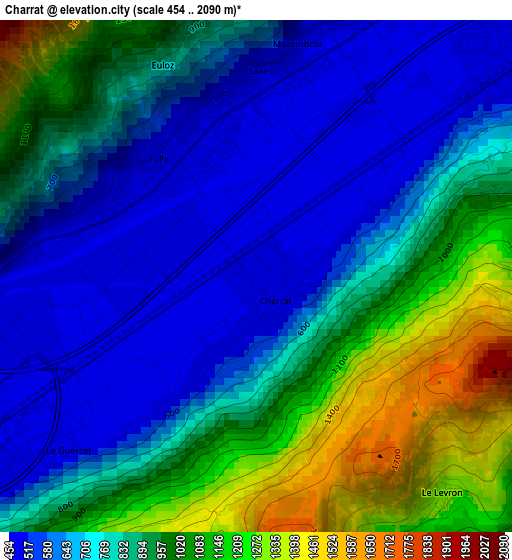 Charrat elevation map