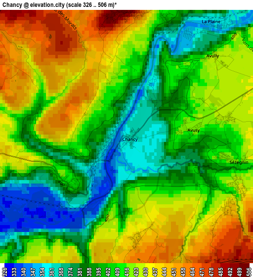Chancy elevation map
